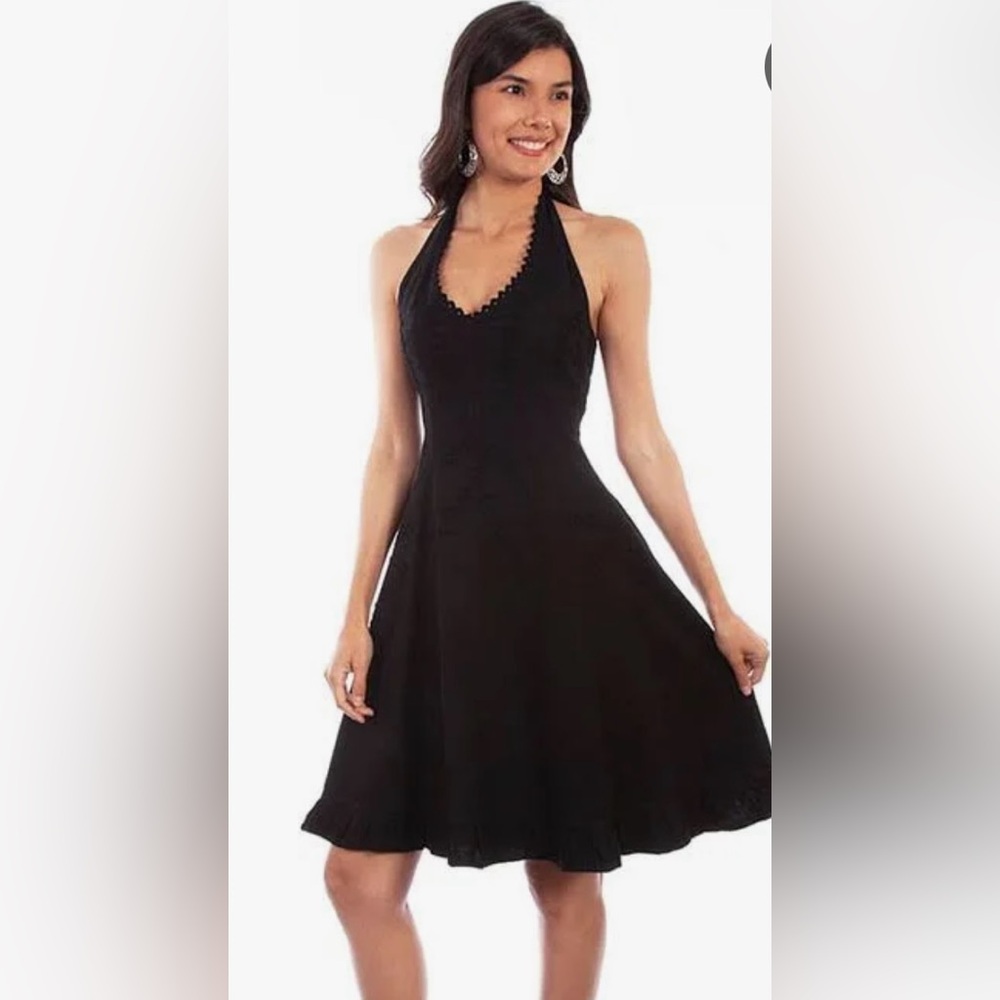 Scully Cantina Collection Black Backless Halter Dress size L
